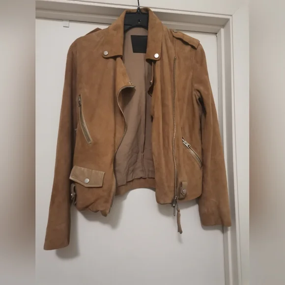 All Saints Richardson Biker Sand Brown Women Jacket. - Picture 7 of 11